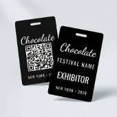 Badge ID de l'exposant du code QR du festival de chocola