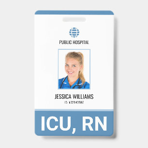 Badge ID de l'infirmière diplômée du personnel hospitali