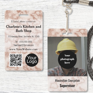 Badge ID de marbre Brown rustique
