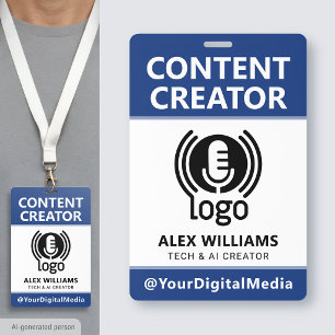 Badge ID de média Pass Logo Créateur de Contenu Sécurité