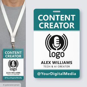 Badge ID de média Pass Logo Créateur de Contenu Sécurité