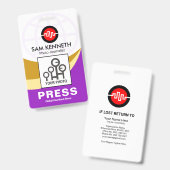 Badge ID de modèle de photo de presse Vagues de courbure (Avant & arrière)