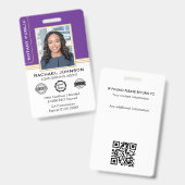 Badge ID de Notaire de Style Classique Violet Or (Avant & arrière)