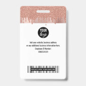 Badge ID de Parties scintillant or rose Nom de l'employé (Arrière)