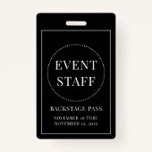 Badge ID de passe de l'équipe de l'événement (Devant)