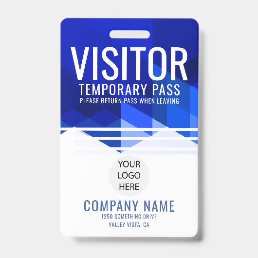 Badge ID de passe visiteur avec logo de la société Blue (Avant)