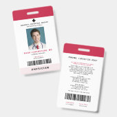 Badge ID de personnel médical + Code-barres vertical (Avant & arrière)