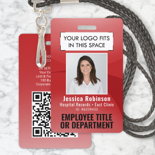 Badge ID de photo de l'employé Code-barres QR Votre logo