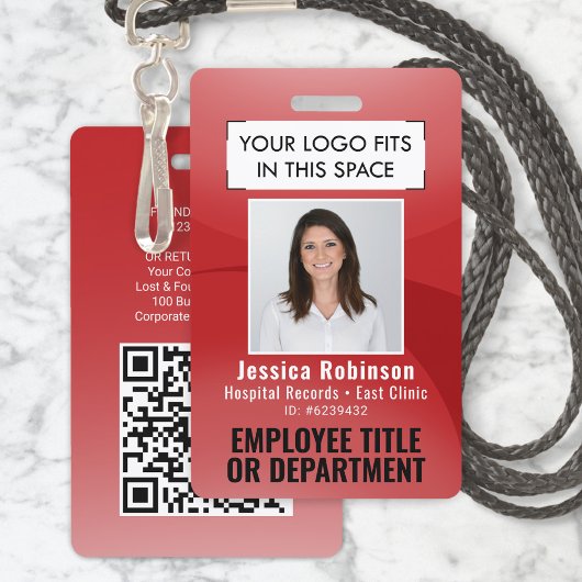 Badge ID de photo de l'employé Code-barres QR Votre logo