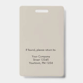 Badge ID de photo d'employé blanc beige (Arrière)