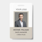 Badge ID de photo d'employé blanc beige (Avant)