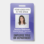 Badge ID de photo d'employé Code QR à barres Votre logo  (Avant)