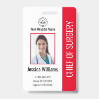 ID de photo d'employé médical personnalisé rouge