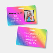 Badge ID de photo néon brillant arc-en-ciel affaires mod (Avant & arrière)