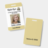 Badge ID de photo personnalisé pour l'employé (Avant & arrière)