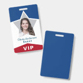 Badge ID de photo VIP en bleu blanc étoile (Avant & arrière)