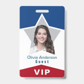 Badge ID de photo VIP en bleu blanc étoile (Avant)
