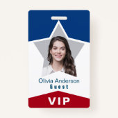 Badge ID de photo VIP en bleu blanc étoile (Devant)