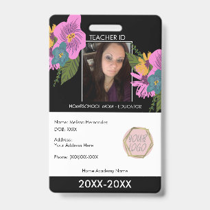 Badge ID de professeur à domicile Fleurs