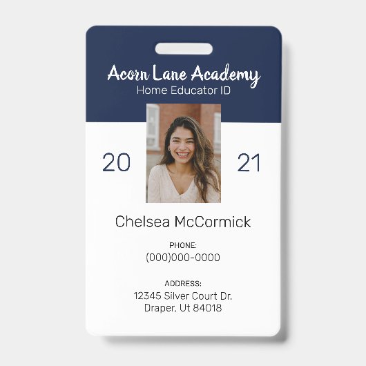 Badge ID de professeur d'école à la maison de la M (Avant)