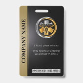 Badge ID de sécurité Code QR photo employé noir et argen (Dos)