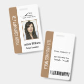 Badge ID de sécurité de l'employé Brown personnalisé (Avant & arrière)