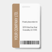 Badge ID de sécurité de l'employé Brown personnalisé (Arrière)
