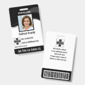 Badge Id de sécurité de l'employé personnalisé noir, log (Avant & arrière)