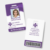 Badge Id de sécurité de l'employé personnalisé violet, l (Avant & arrière)