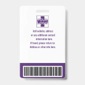 Badge Id de sécurité de l'employé personnalisé violet, l (Arrière)
