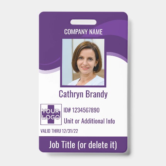 Badge Id de sécurité de l'employé personnalisé violet, l (Avant)