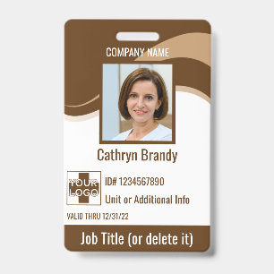 Badge ID de sécurité employé personnalisé Brown, logo, c