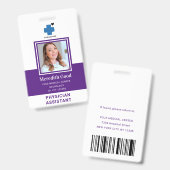 Badge ID de sécurité moderne violet Assistant Médecin (Avant & arrière)