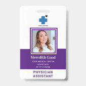 Badge ID de sécurité moderne violet Assistant Médecin (Avant)