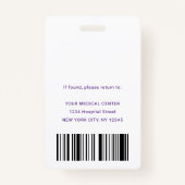 Badge ID de sécurité moderne violet Assistant Médecin (Dos)