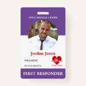 Badge ID de sécurité photo du premier répondeur personna (Devant)