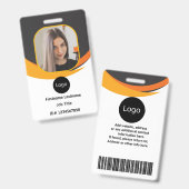 Badge ID de société personnalisé avec code-barres du log (Avant & arrière)
