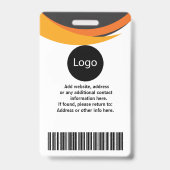 Badge ID de société personnalisé avec code-barres du log (Arrière)