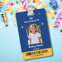 ID d'école minimaliste bleu et jaune pour enfants