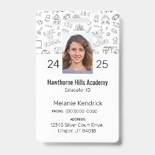 Badge ID d'éducateur d'école à domicile icônes bla