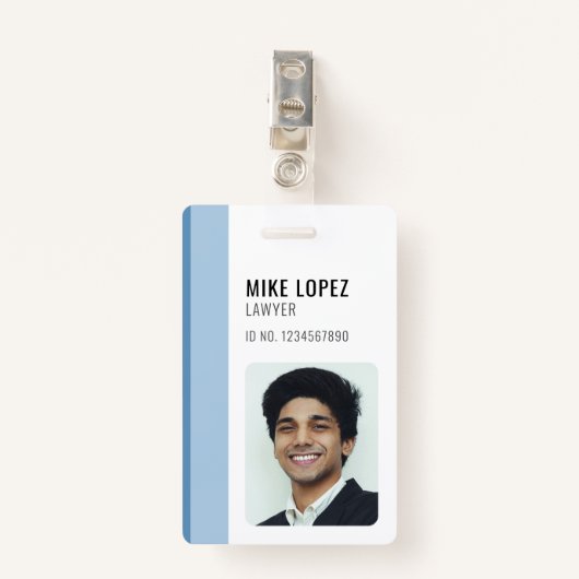 Badge ID d'employé personnalisé minimaliste simple (Devant avec clip)