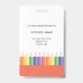 Badge ID d'enseignant d'école coloré personnalisé (Arrière)