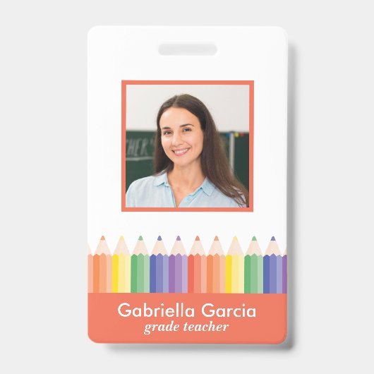 Badge ID d'enseignant d'école coloré personnalisé (Avant)