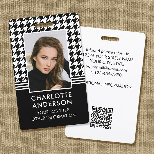 Badge ID d'entreprise Photo de l'employé Houndstooth noi