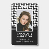 Badge ID d'entreprise Photo de l'employé Houndstooth noi (Face)