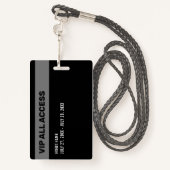 Badge ID d'événement VIP All Access Pass Black & White (Derrière avec lanière)