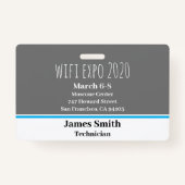 Badge ID d'exposition gris horizontal, blanc et bleu (Dos)