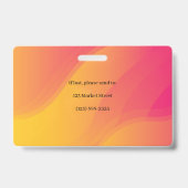 Badge ID d'identification de photo professionnelle Abstr (Arrière)
