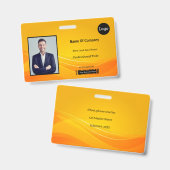 Badge ID d'identification photo Abstrait doré (Avant & arrière)