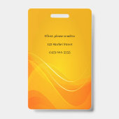 Badge ID d'identification photo Abstrait Gold (Arrière)